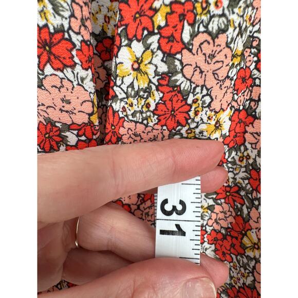 Loft Skirt Womens XSP Red Floral Maxi Cottagecore Tiered Boho Bohemian Capsule - Picture 8 of 9